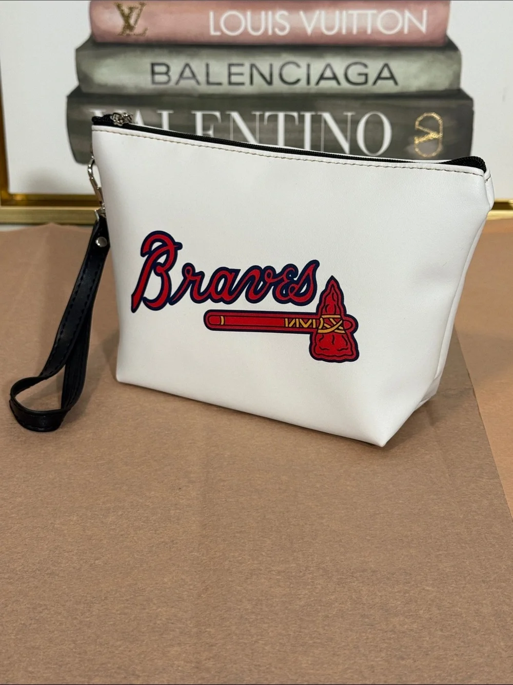 Braves White Wristlet Pouch